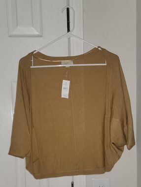 LOFT Camel Open-Front Batwing Cardigan